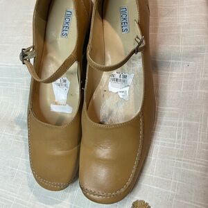 Nickels Women's Tan Mary Jane Loafers with Adjustable Strap